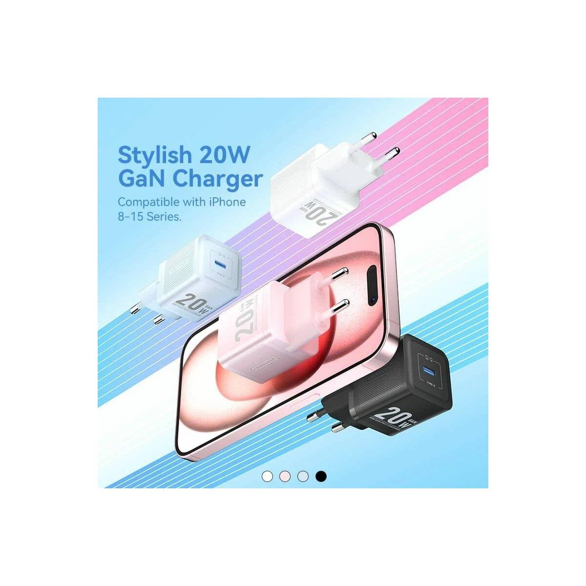 20W GaN Ladegerät Wandladegerät USB-C Pink