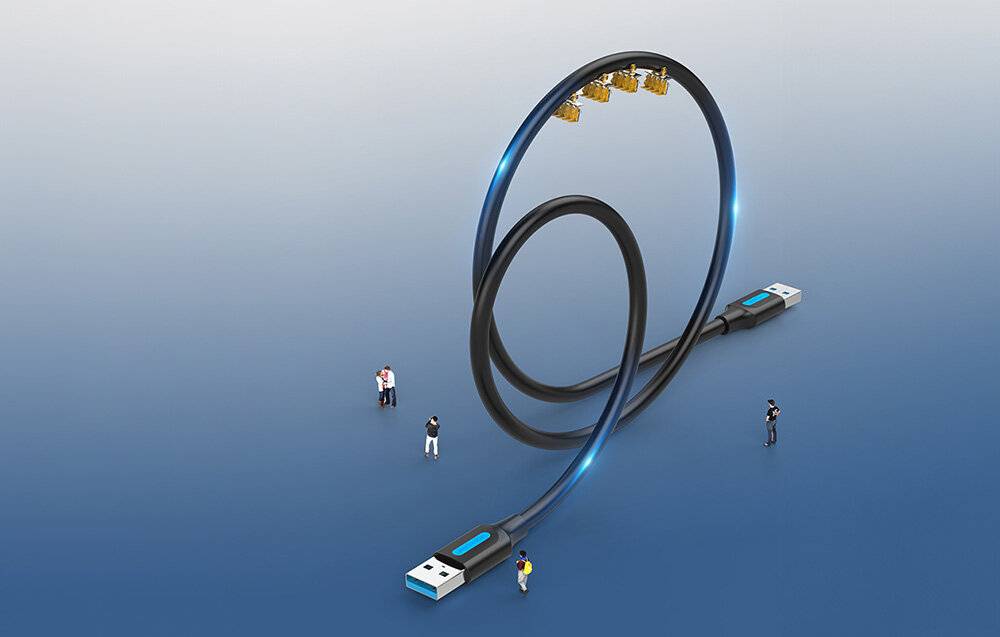 USB 3.0 Kabel Vention CONBH 2A 2m Schwarz PVC