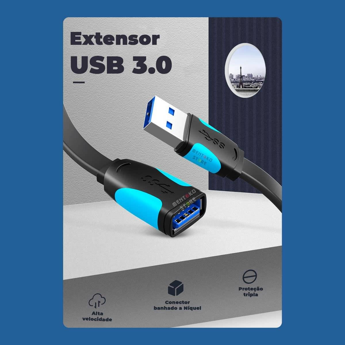 Verlängerungskabel USB 3.0 Stecker auf Buchse 0.5 Meter