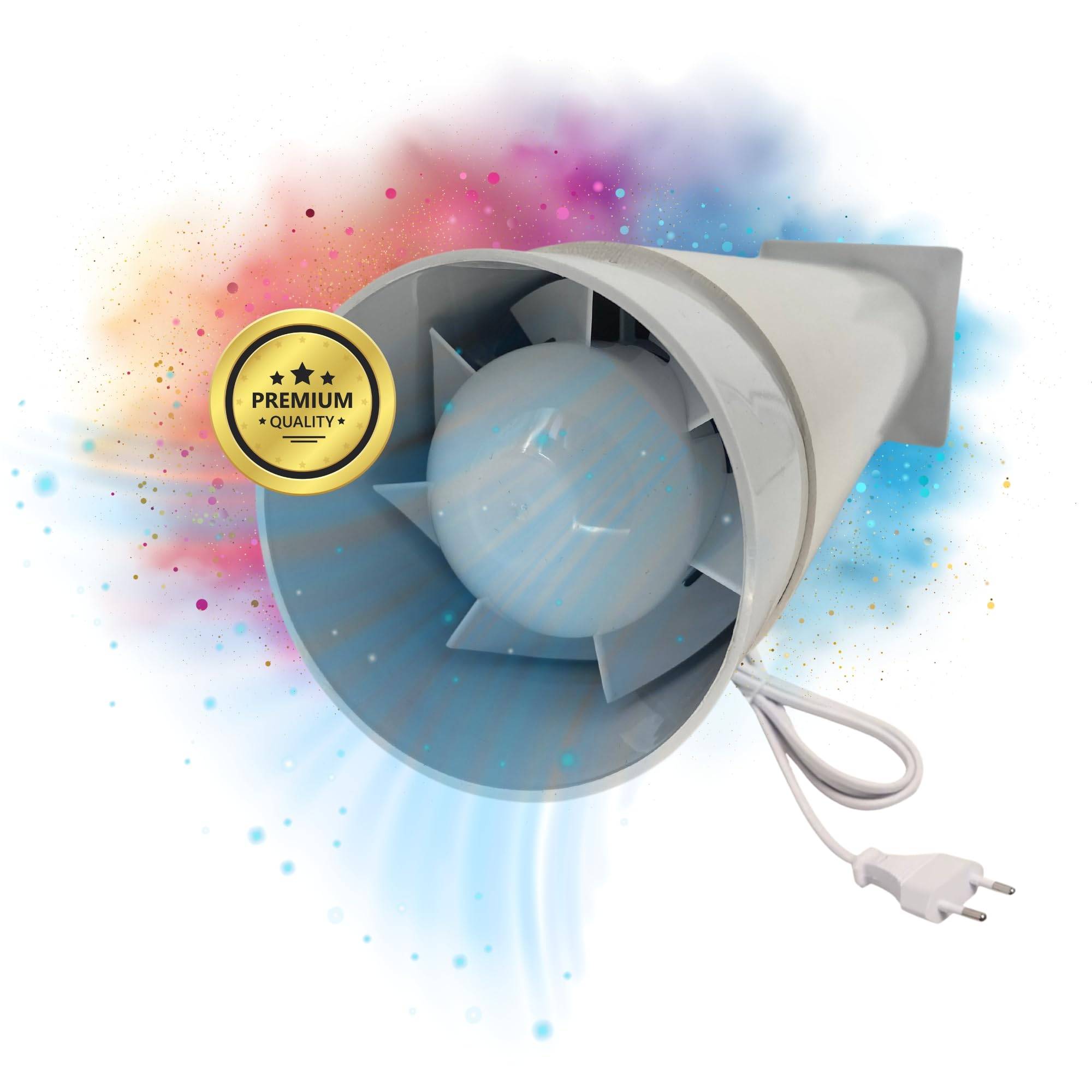 Lüftungsanlage Set Wandlüfter Rohr Ablufthaube mit Kabel und Schalter Lüfter Wand System Bad Küche Keller 50cm