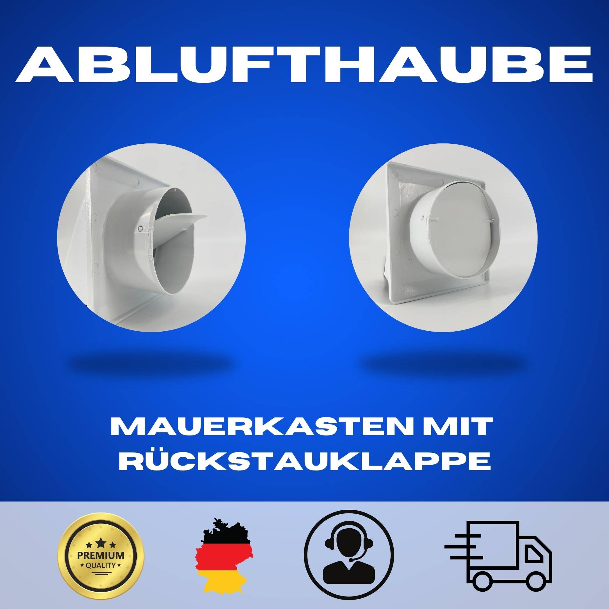 Lüftungsanlage Set Wandlüfter Rohr Ablufthaube mit Kabel und Schalter Lüfter Wand System Bad Küche Keller 50cm