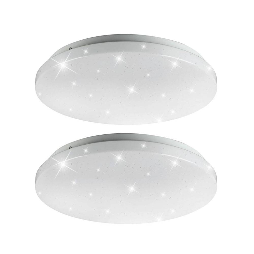 Deckenleuchte Sterneneffekt Tageslichtleuchte weiß LED Deckenlampe Wohnzimmer, CCT, 36W 3900Lm warmweiß-kaltweiß, DxH 50x8 cm, 2er Set