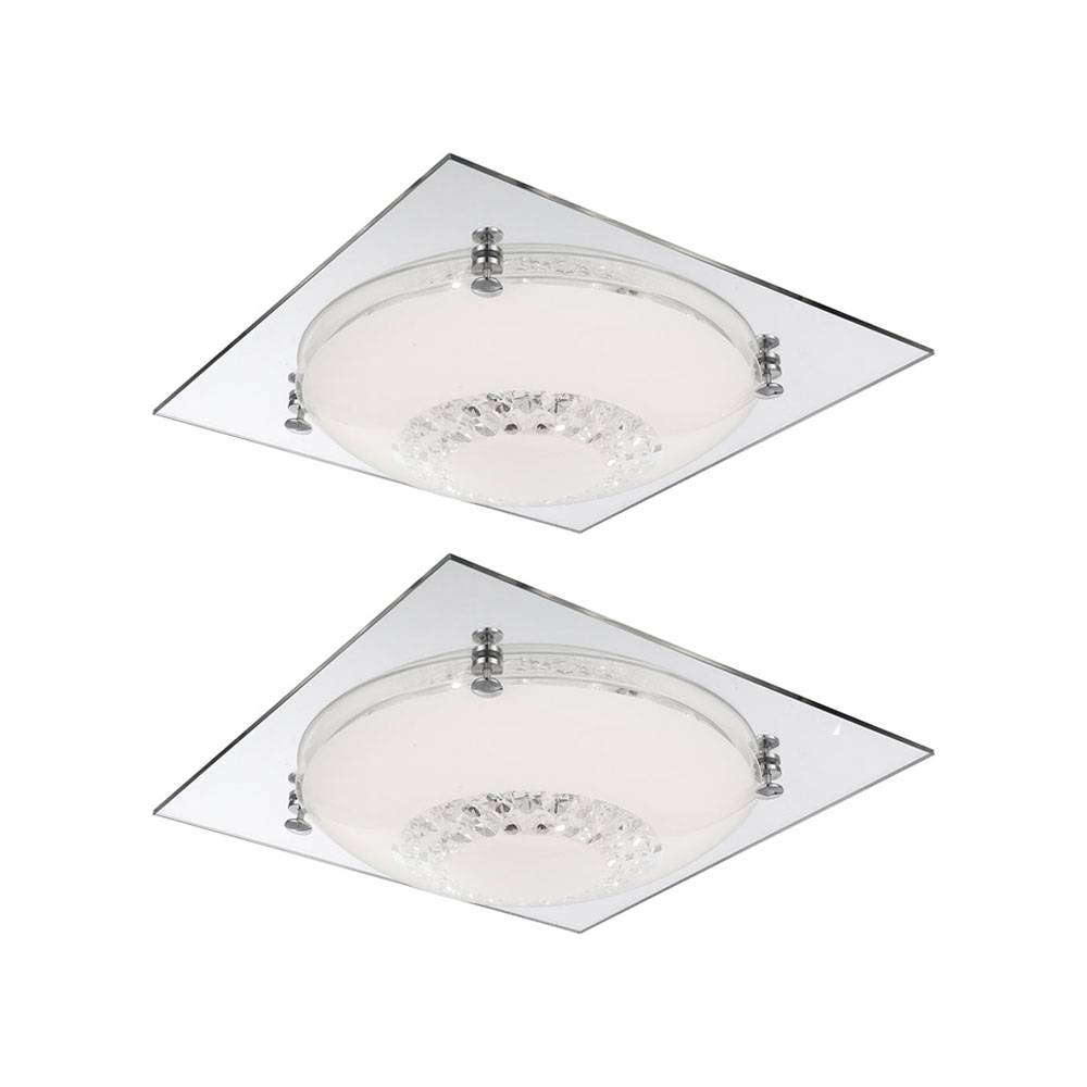 Deckenlampe Deckenleuchte Wohnzimmerlampe Schlafzimmerleuchte Flurlampe, Glaskristalle klar Chrom Spiegelglas, LED 12W 960Lm neutralweiß, LxBxH