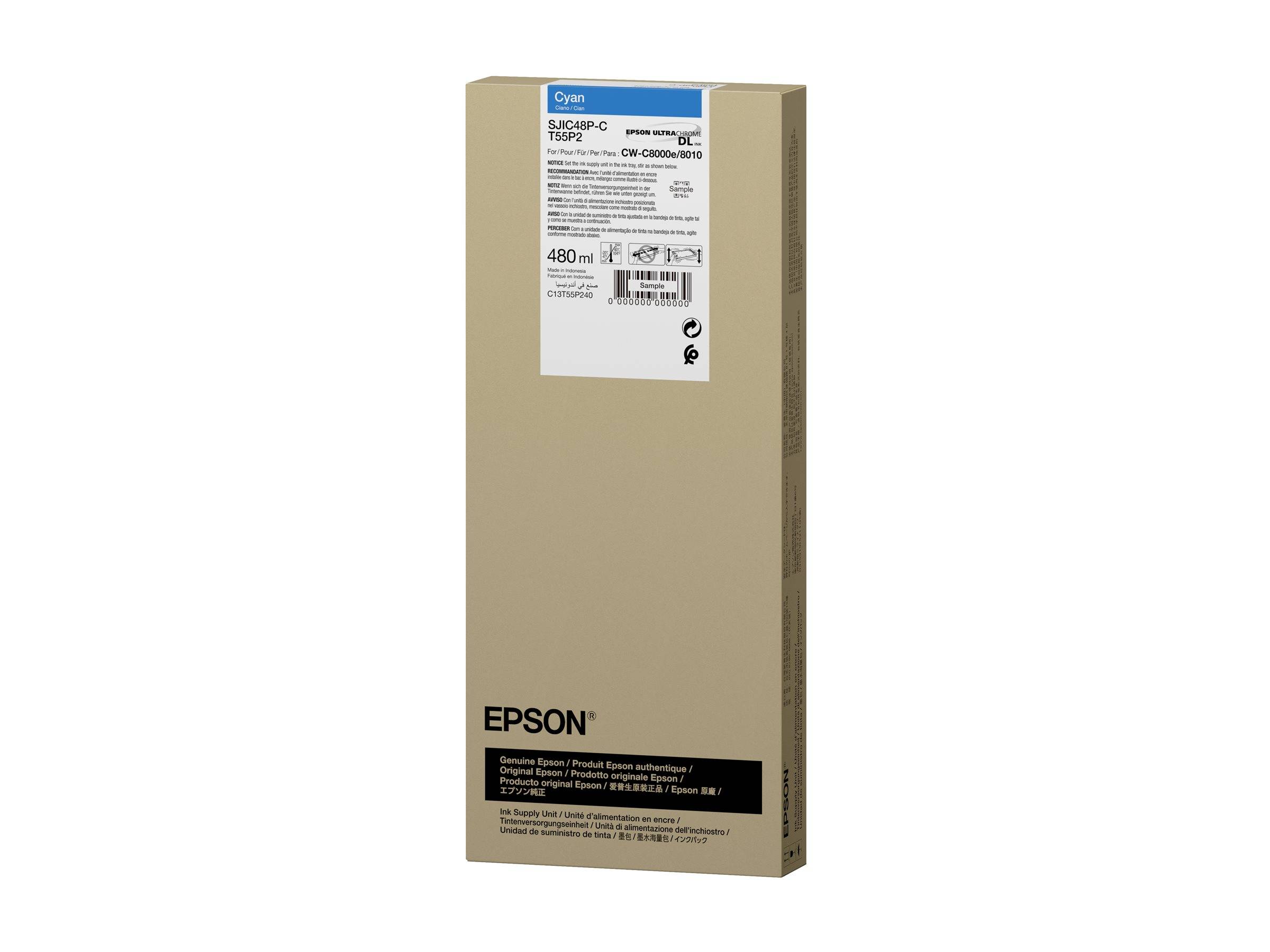 Epson T55P2 - 480 ml - Cyan - original - Box - Tinten-Packung - für EPL C8000E