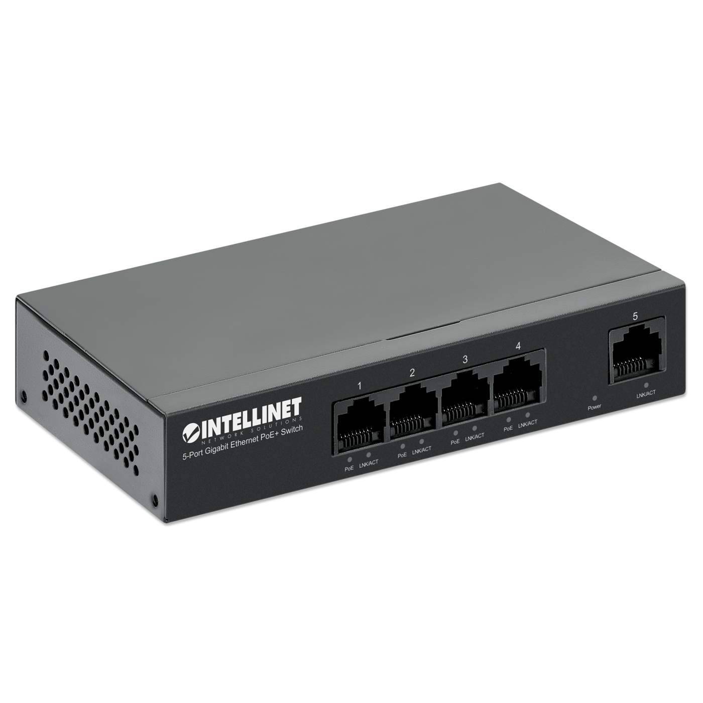 Intellinet Switch - 5 x 10/100/1000 (PoE) - Desktop, wandmontierbar - PoE+ (40 W)