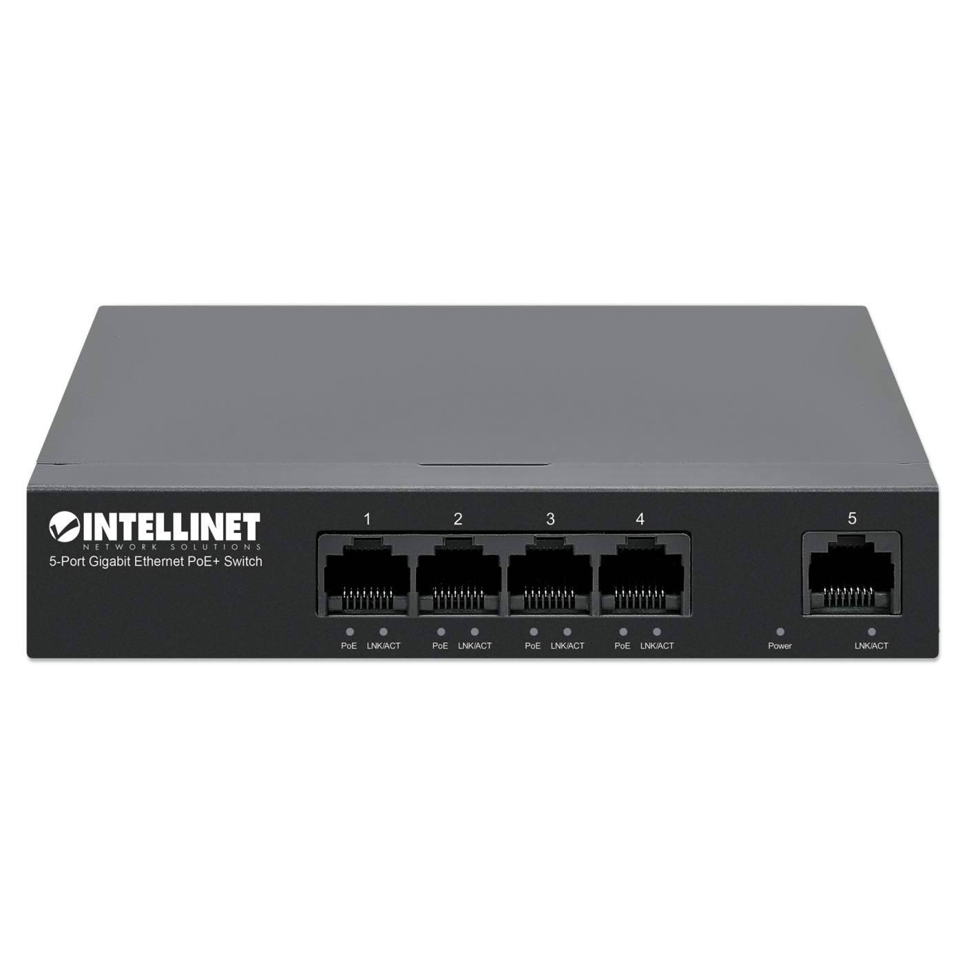 Intellinet Switch - 5 x 10/100/1000 (PoE) - Desktop, wandmontierbar - PoE+ (40 W)