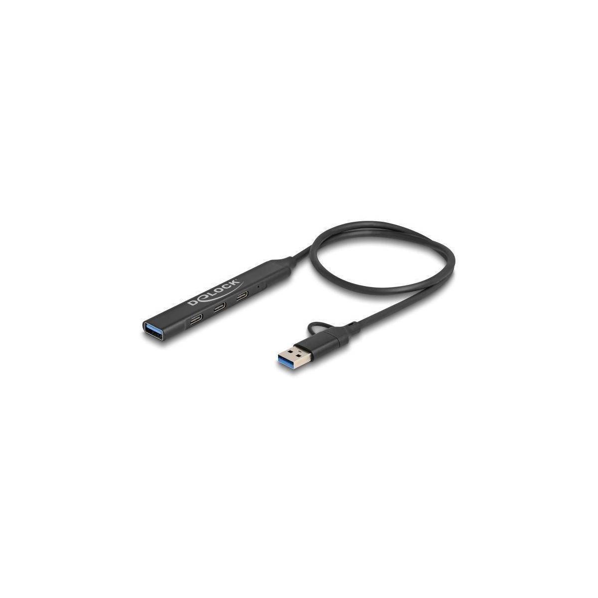 64272 - 4 Port Slim USB Hub mit USB Type-C oder USB Typ-A zu 3 x USB 5 Gbps USB T