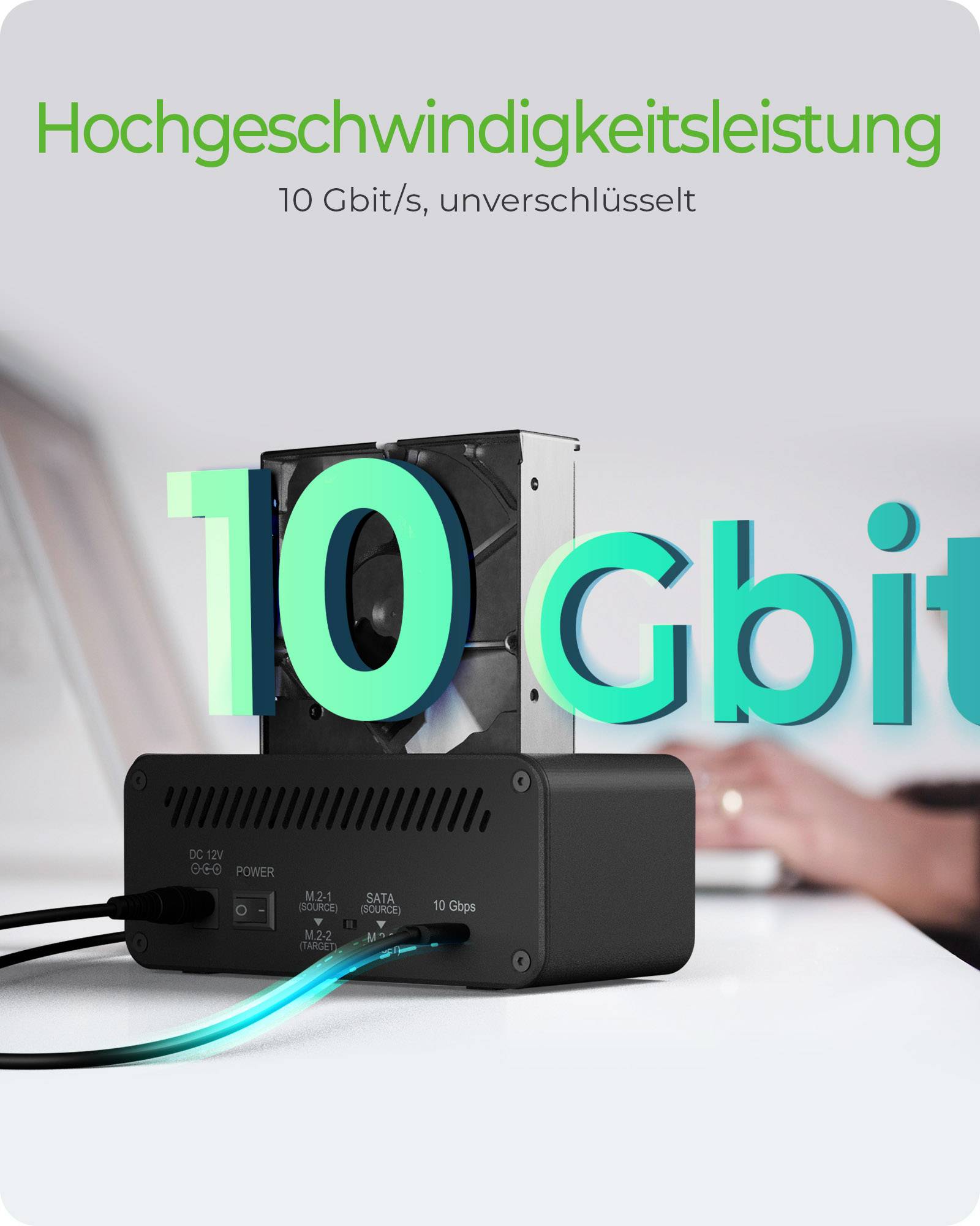 Werbegraik für Hochleistungsgeschwindigkeit: Deutscher Text „Hochgeschwindigkeitsleistung