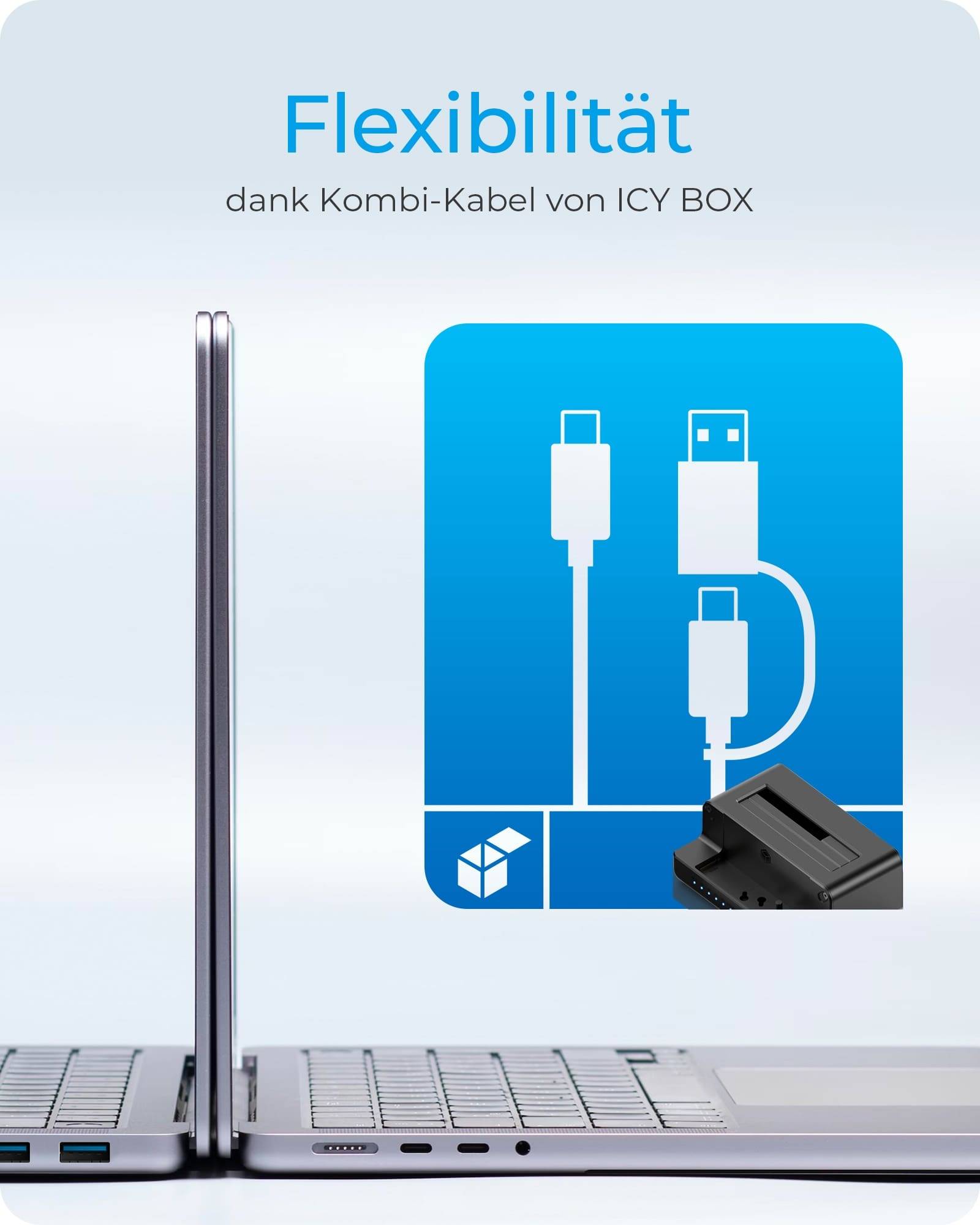 ICY BOX IB-2924MSCL-C31 - HDD / SSD Dockingstation - Klonfunktion Schächte: 3 - 2,5" / 3,5" gemeinsam genutzt, M.2 (6,4 cm/8,9 cm gemeinsam genutzt)