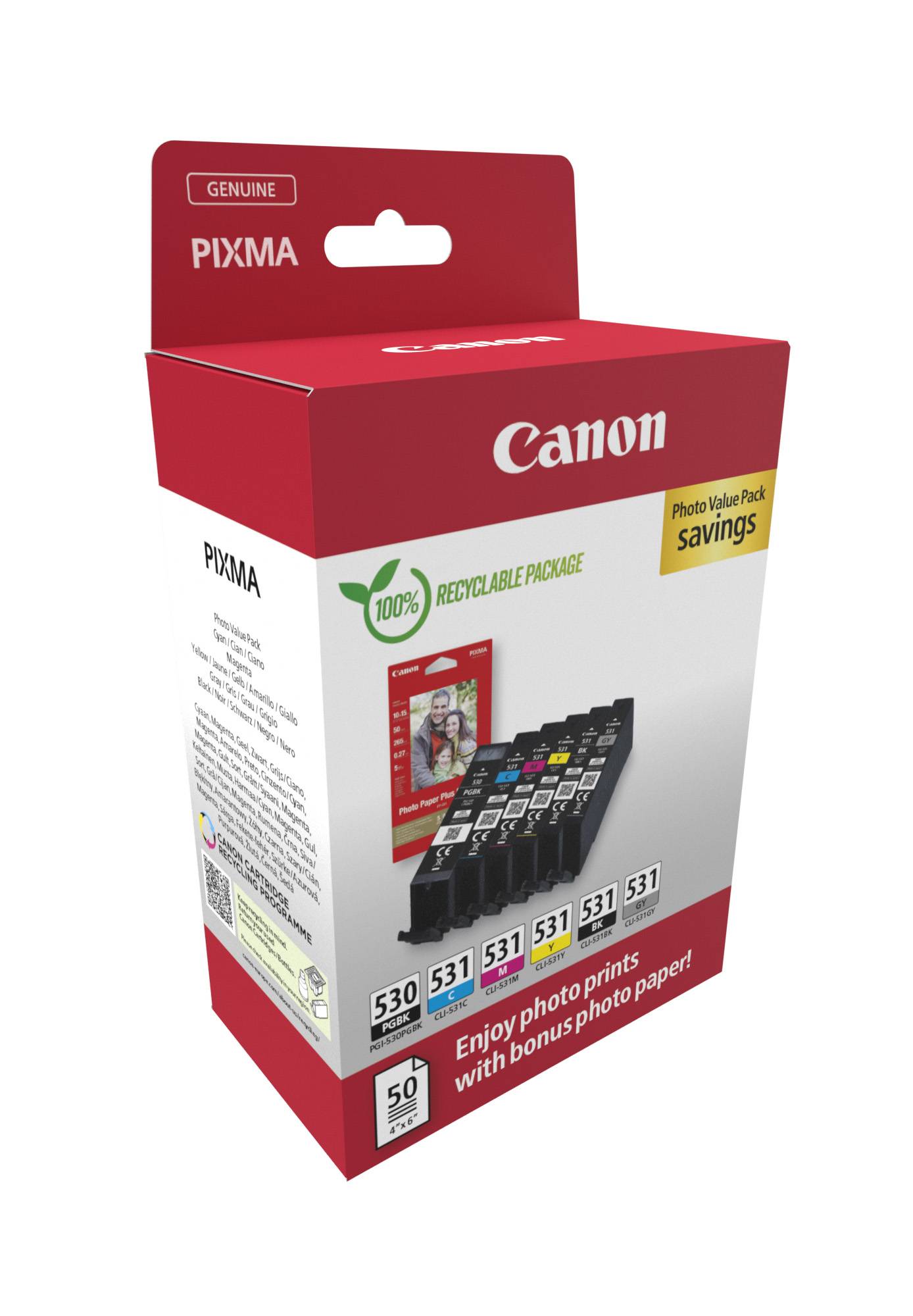 Canon PGI-530/CLI-531 PGBK/C/M/Y/BK/GY Photo Value Pack
