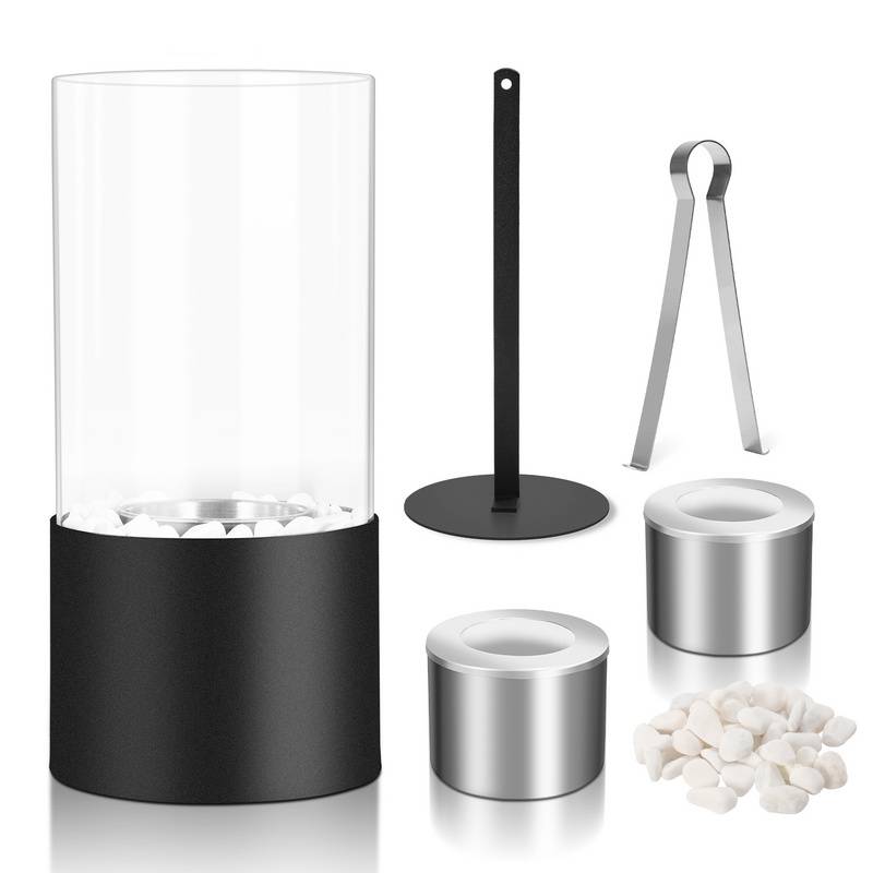 Dekokamin Tischkamin Bioethanol Tischfeuer Tisch-Dekofeuer Feuerstelle Glasfeuer Glaskamin Höhe 26 cm Runde