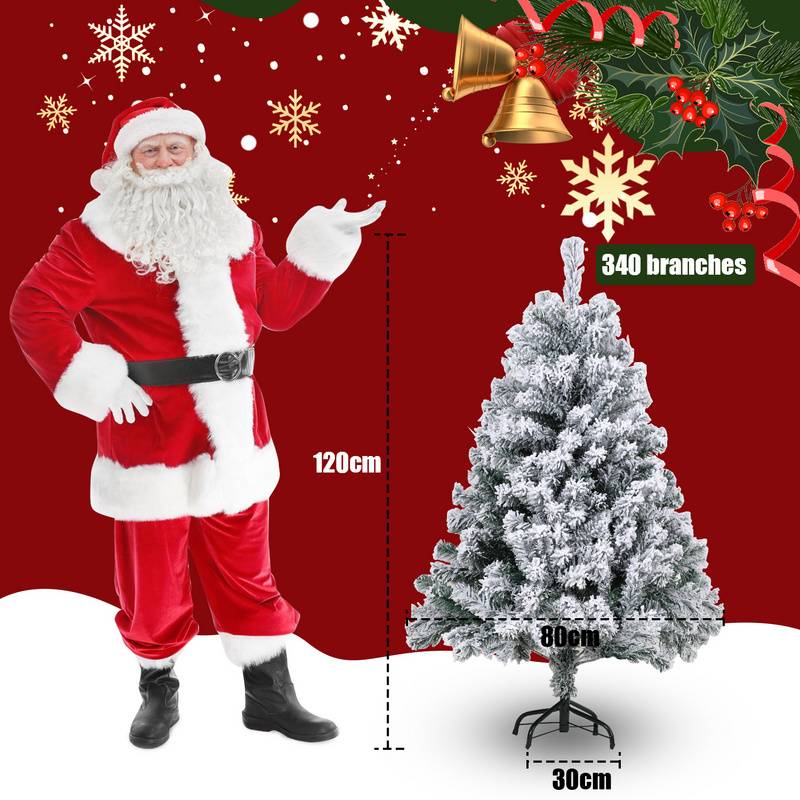 120cm Künstlicher Weihnachtsbaum Tannenbaum Weiß Schneeflocken für Weihnachten-Dekoration