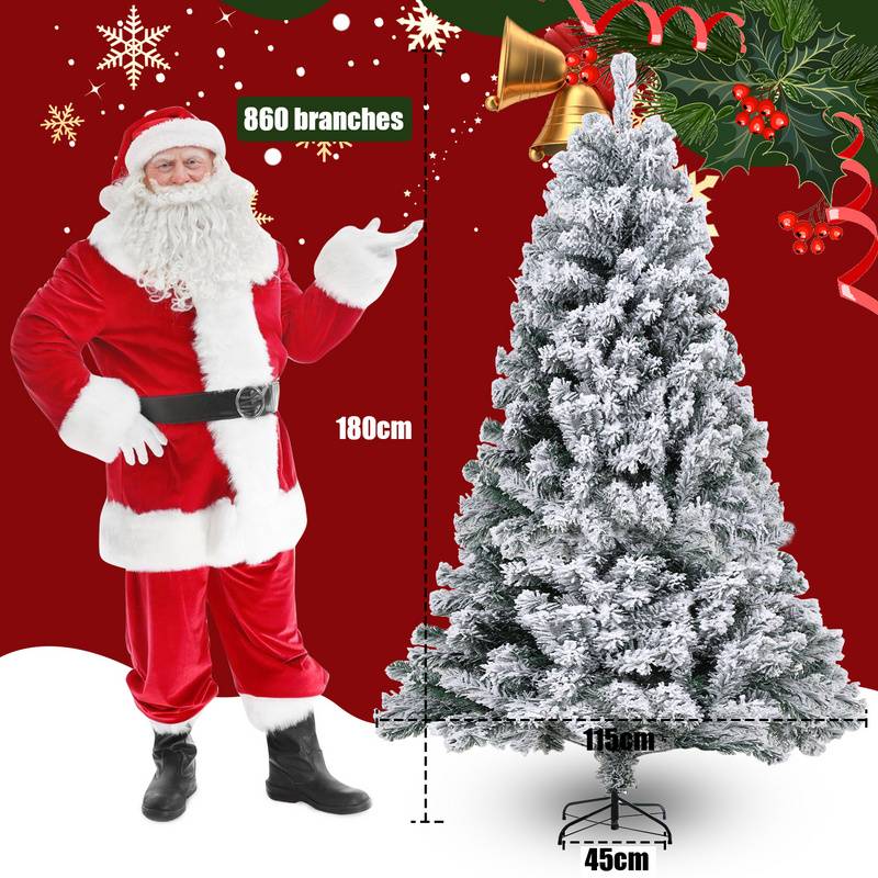180cm Künstlicher Weihnachtsbaum Tannenbaum Weiß Schneeflocken für Weihnachten-Dekoration