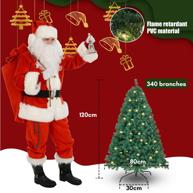Künstlicher Weihnachtsbaum 120cm Künstlicher Tannenbaum mit Beleuchtung LED Tannenbaum für Weihnachten-Dekoration