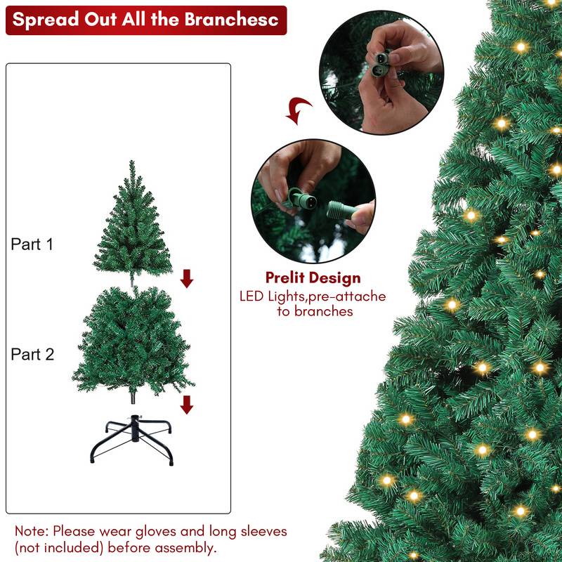 Künstlicher Weihnachtsbaum 120cm Künstlicher Tannenbaum mit Beleuchtung LED Tannenbaum für Weihnachten-Dekoration