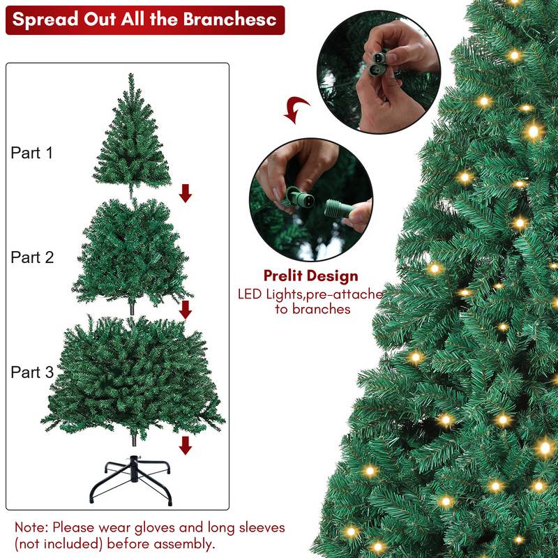 Künstlicher Weihnachtsbaum 180cm Künstlicher Tannenbaum mit Beleuchtung LED Tannenbaum für Weihnachten-Dekoration