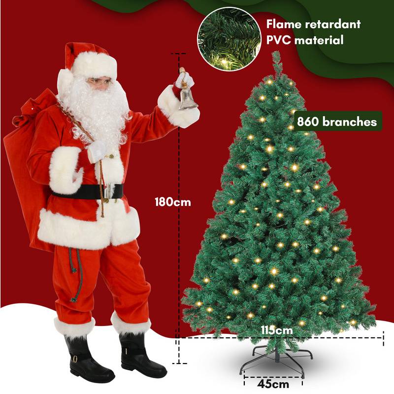 Künstlicher Weihnachtsbaum 180cm Künstlicher Tannenbaum mit Beleuchtung LED Tannenbaum für Weihnachten-Dekoration
