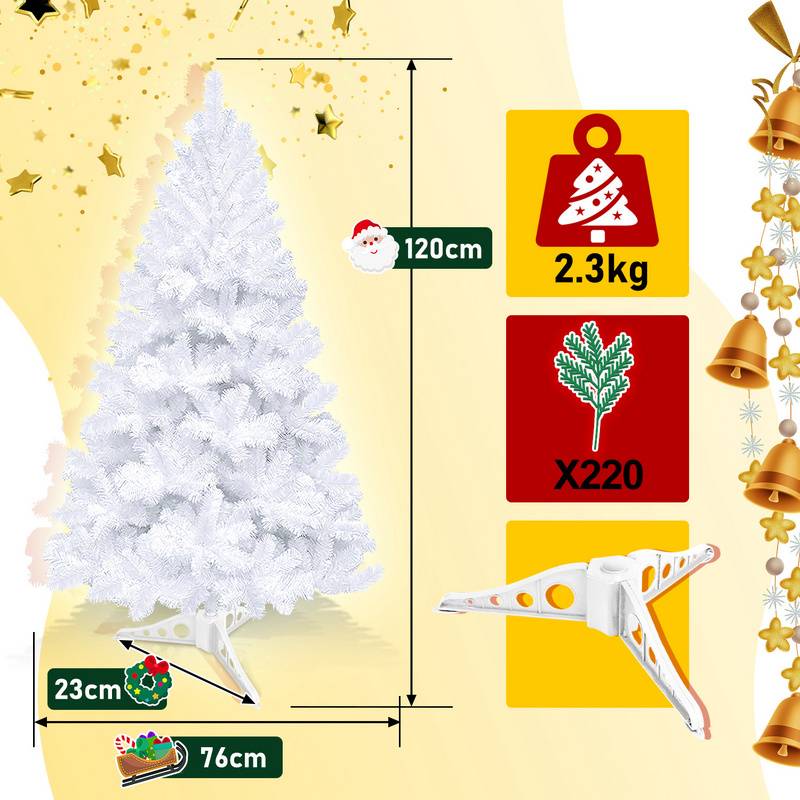 210cm Künstlicher Weihnachtsbaum, Tannenbaum mit Metallständer, Christbaum 900 Spitzen PVC Nadeln, Kunstbaum Weihnachten Klappsystem Weiß
