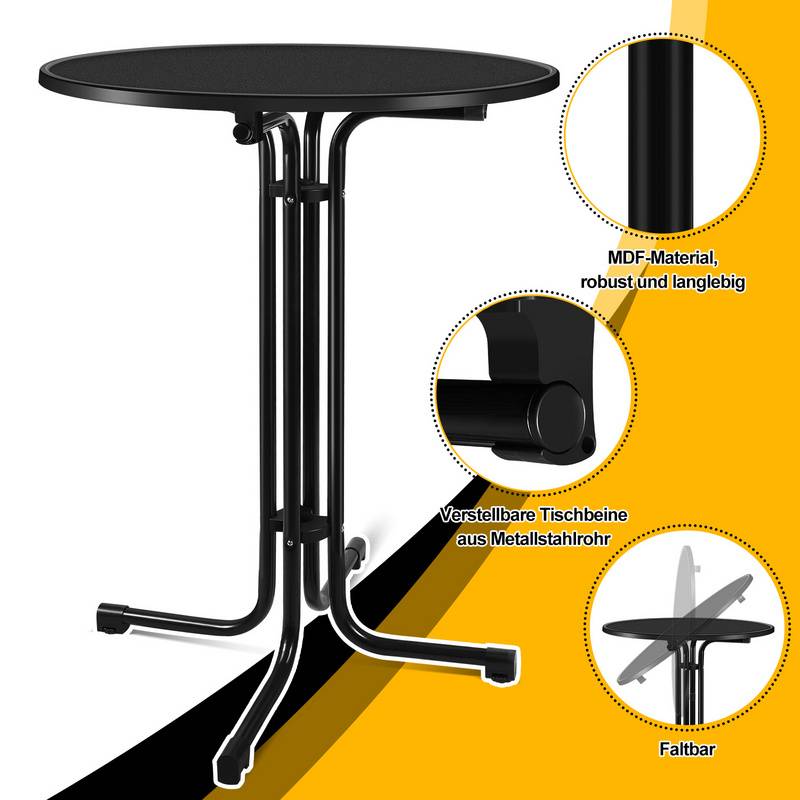 Stehtisch klappbar - Gastronomie Bistrotisch rund - Wetterbeständiger Klapptisch Gartentisch - Runder Partytisch - Hitzebeständig - Stabil und siche