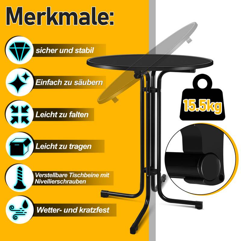 Stehtisch 80x110cm klappbar rund Stabil Garten Metall Hochtisch Bistrotisch Partytisch Bartisch Biertisch inkl. Husse