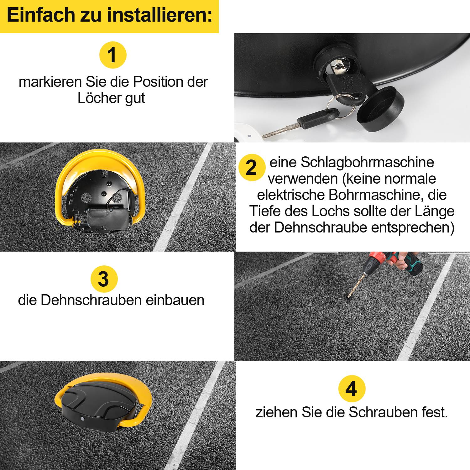 2X Parkplatzsperre Parkplatzbügel Sperre Absperrpfosten Klappbar Fernbedienung