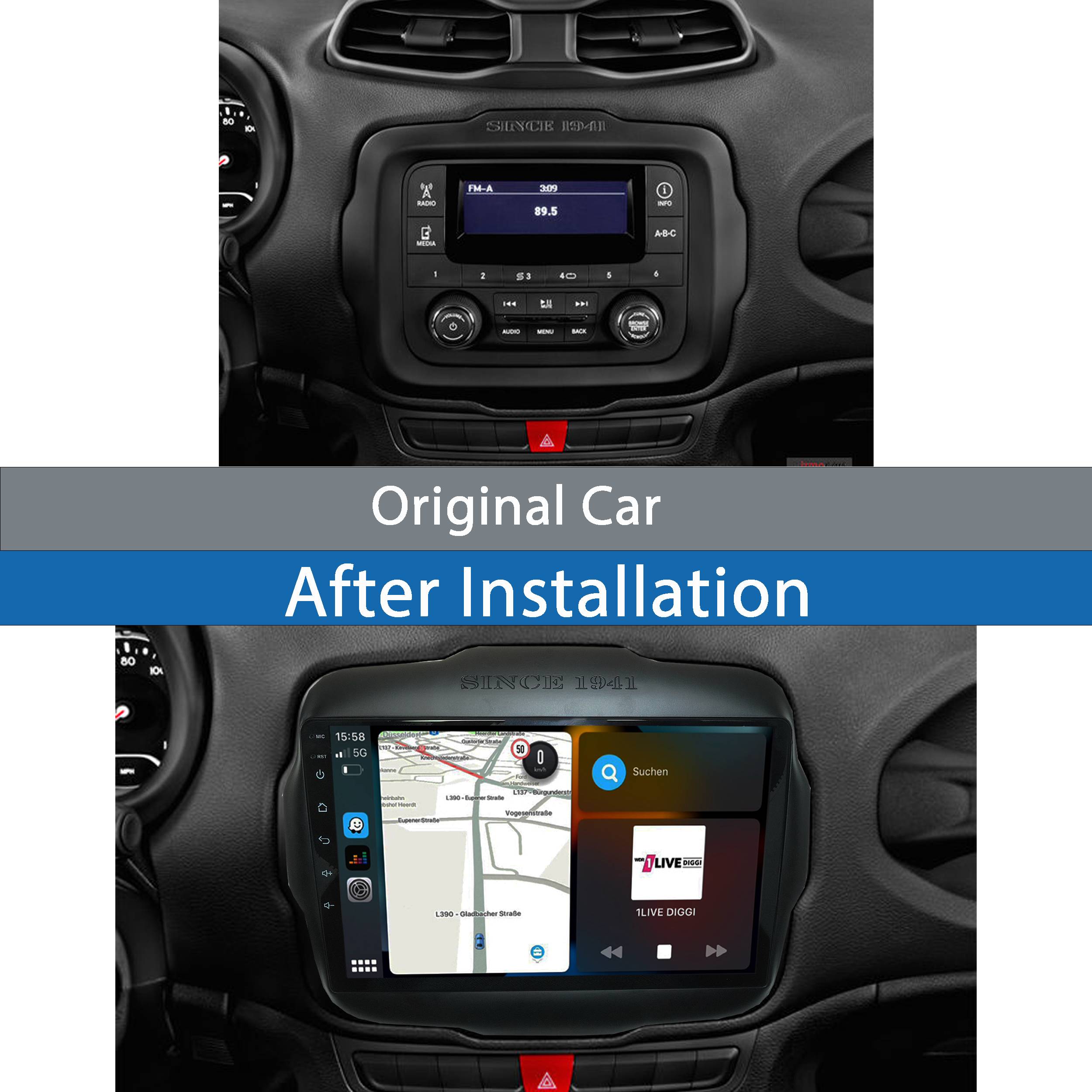Für Jeep Renegade 9" Touch Android Autoradio GPS Navi CarPlay