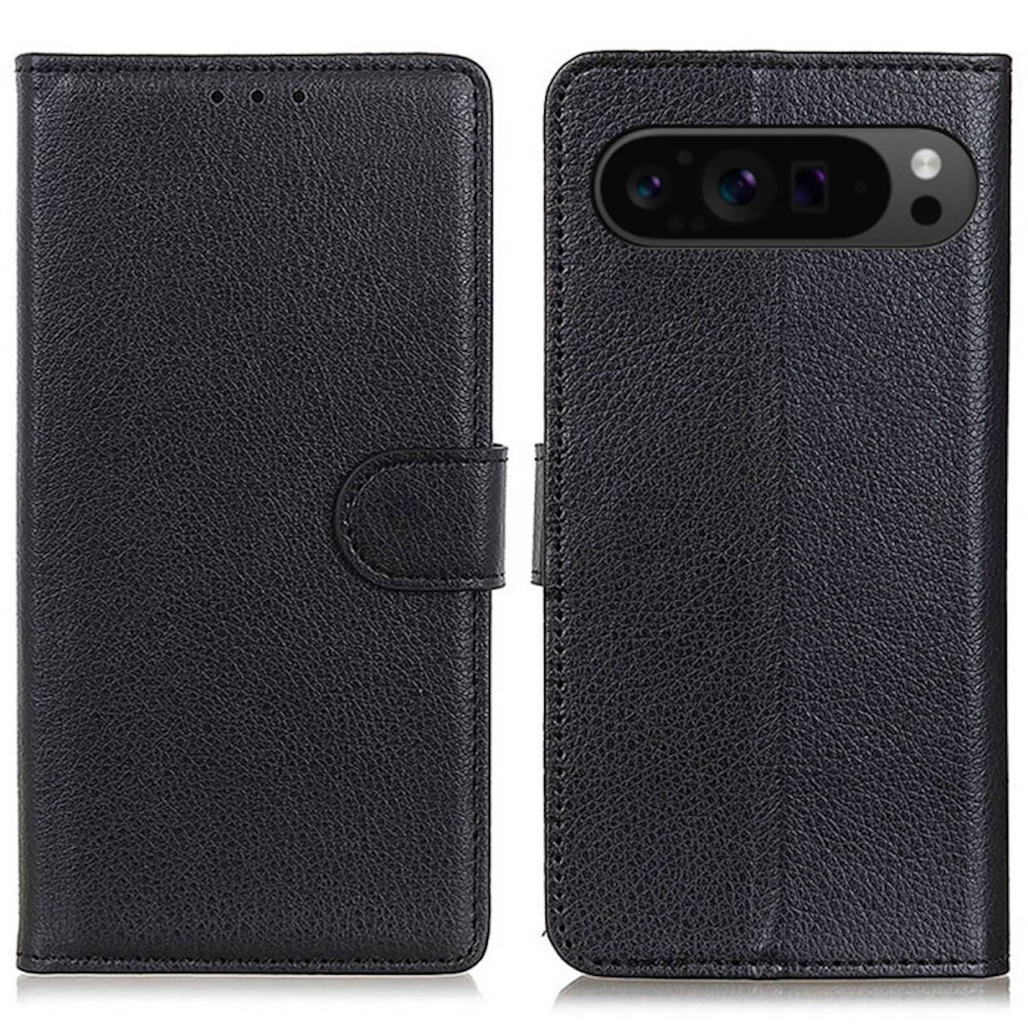 Für Google Pixel 9 Pro XL Kunst-Leder Book Wallet Tasche Hülle Schwarz