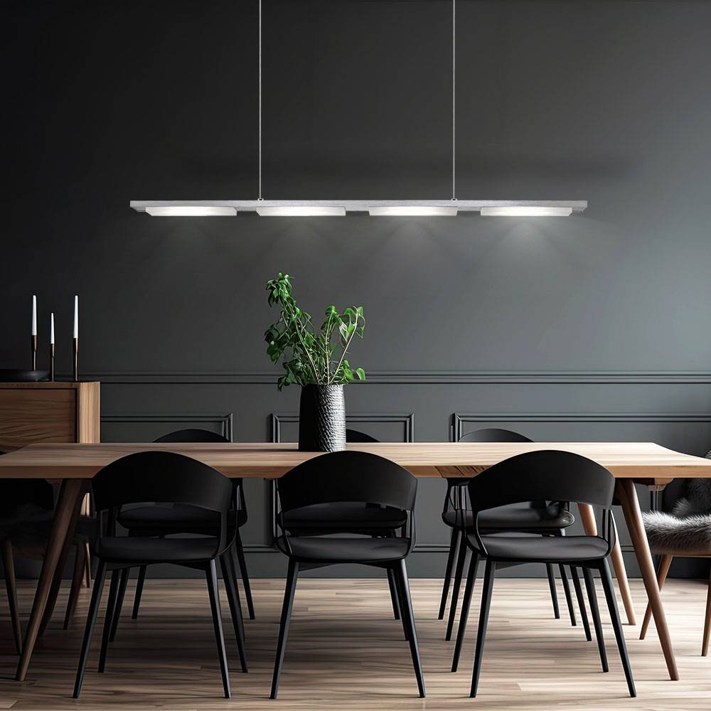 LED Pendelleuchte Hängelampe Esszimmerleuchte Wohnzimmerlampe Küchenleuchte Deckenlampe, Aluminium Acryl satiniert silber, 6W 500Lm 3500K neutralwei