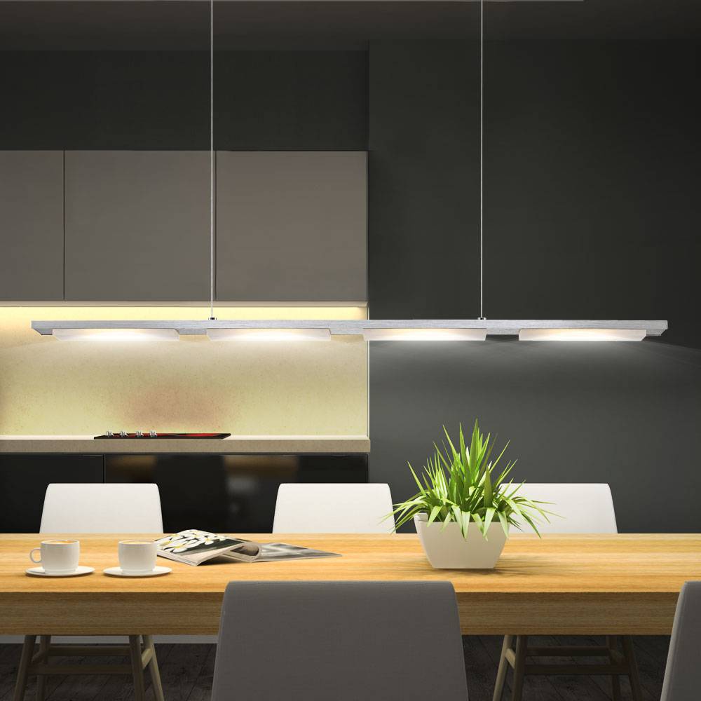 LED Pendelleuchte Hängelampe Esszimmerleuchte Wohnzimmerlampe Küchenleuchte Deckenlampe, Aluminium Acryl satiniert silber, 6W 500Lm 3500K neutralwei