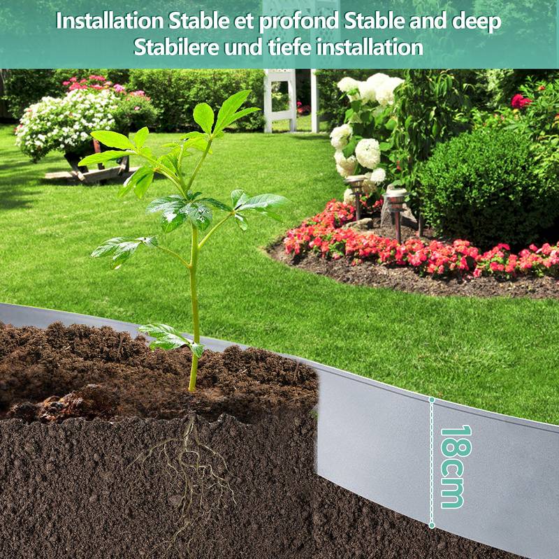 Rasenkante Metall 100 x 18 cm 10m Beeteinfassung Mähkante Verzinkt Wegbegrenzung Beetumrandung Palisade Silber