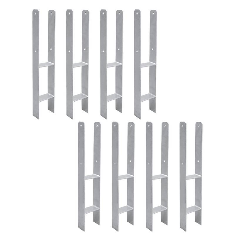 8 Stück Pfostenanker 91MM H-Pfostenträger H-Anker 600 mm Länge Pfostenschuh für Carport Silber
