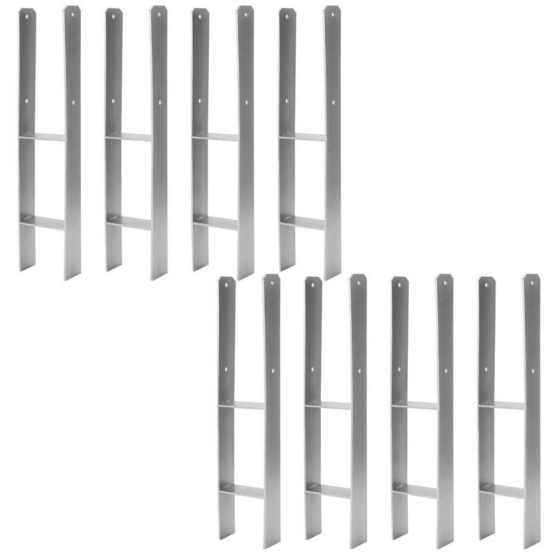 8 Stück Pfostenanker 121MM H-Pfostenträger H-Anker 600 mm Länge Pfostenschuh für Carport Silber