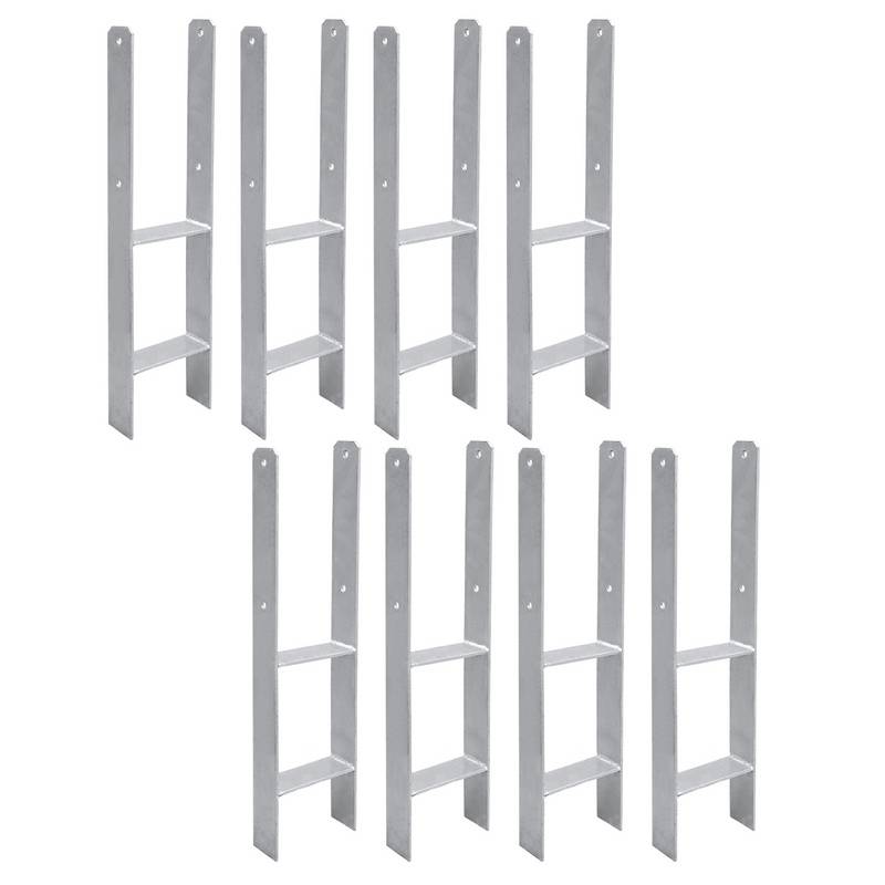8 Stück Pfostenanker 141MM H-Pfostenträger H-Anker 600 mm Länge Pfostenschuh für Carport Silber