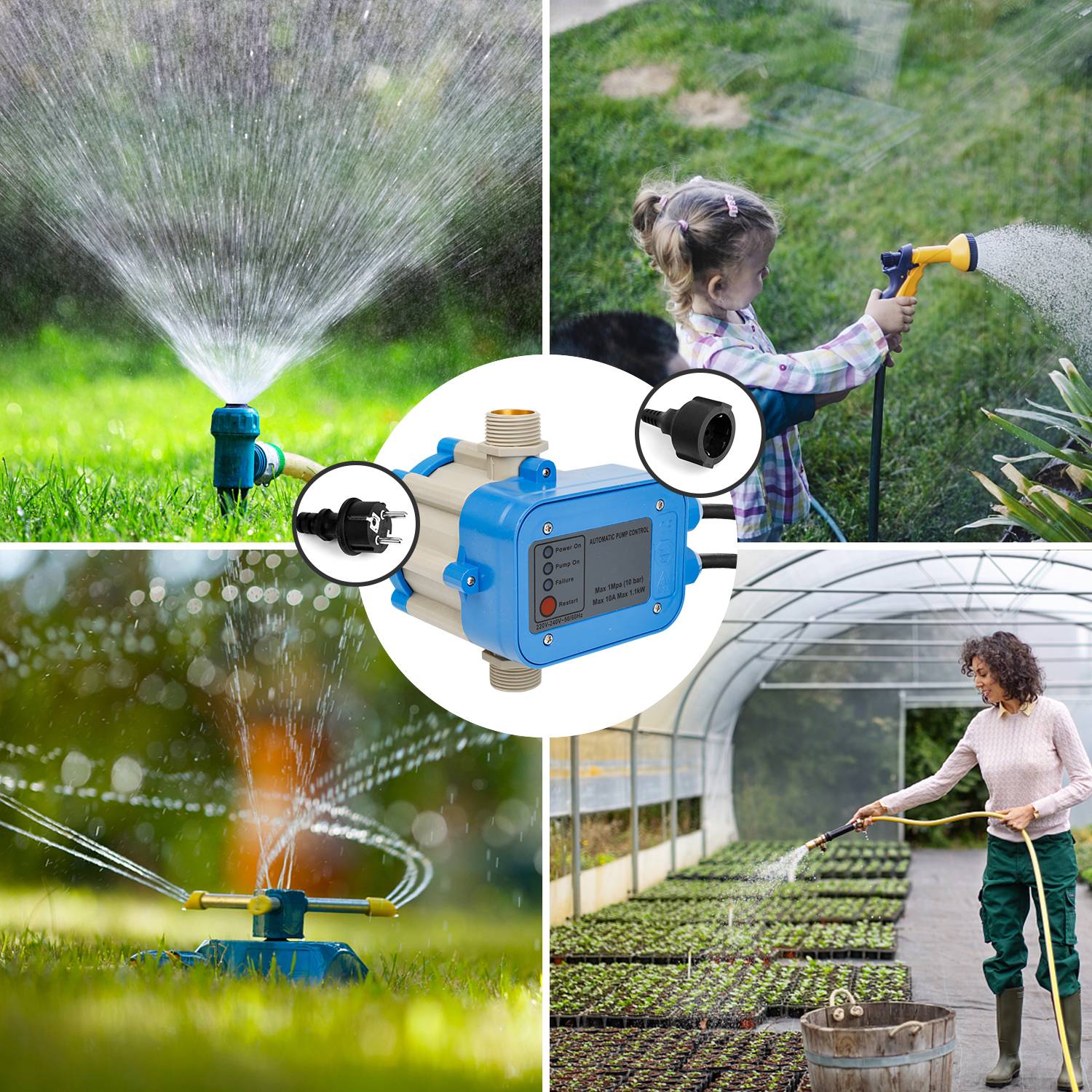 Pumpensteuerung Druckregler Presscontrol Watertech Druckwächter bis 1.1kw Blau mit kabel