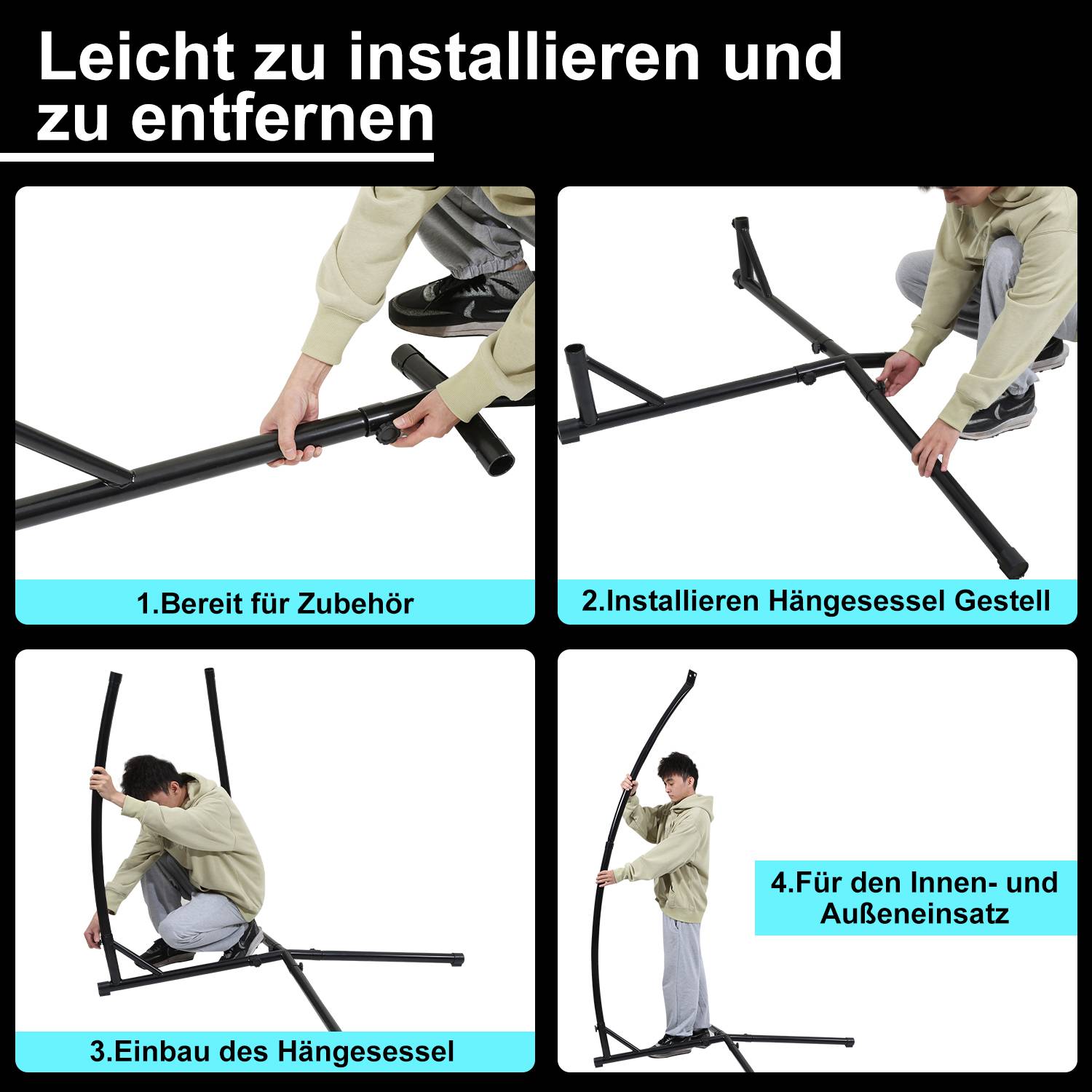 Hängesesselgestell Hängestuhlgestell Hängesesselständer Metall belastbar bis 150kg nur Gestell