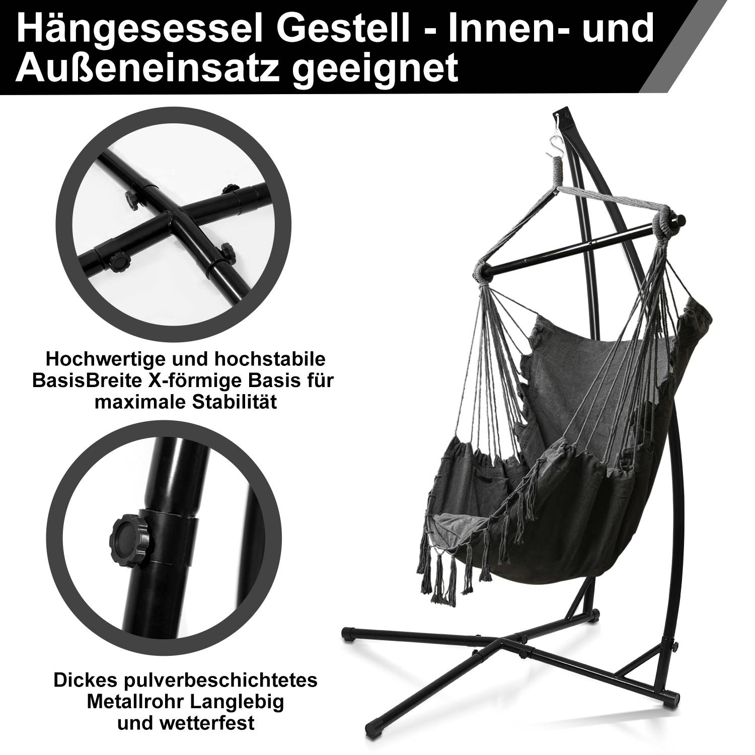Hängesesselgestell Hängestuhlgestell Hängesesselständer Metall belastbar bis 150kg nur Gestell