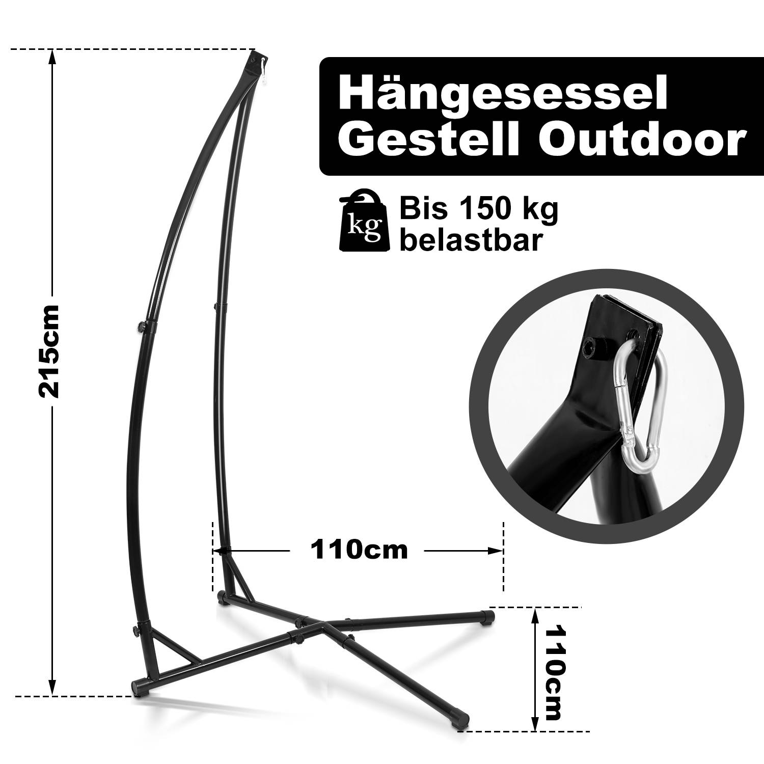 Hängesesselgestell Hängestuhlgestell Hängesesselständer Metall belastbar bis 150kg nur Gestell