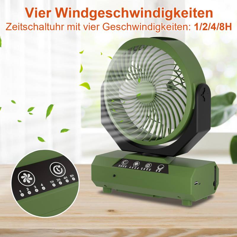 Camping Ventilator Multifunktionales 2in1 Camping-Lüfterlicht, Tragbarer USB-Campingventilator für Zelt mit LED-Lampe Laterne Fernbedienung Ventilat