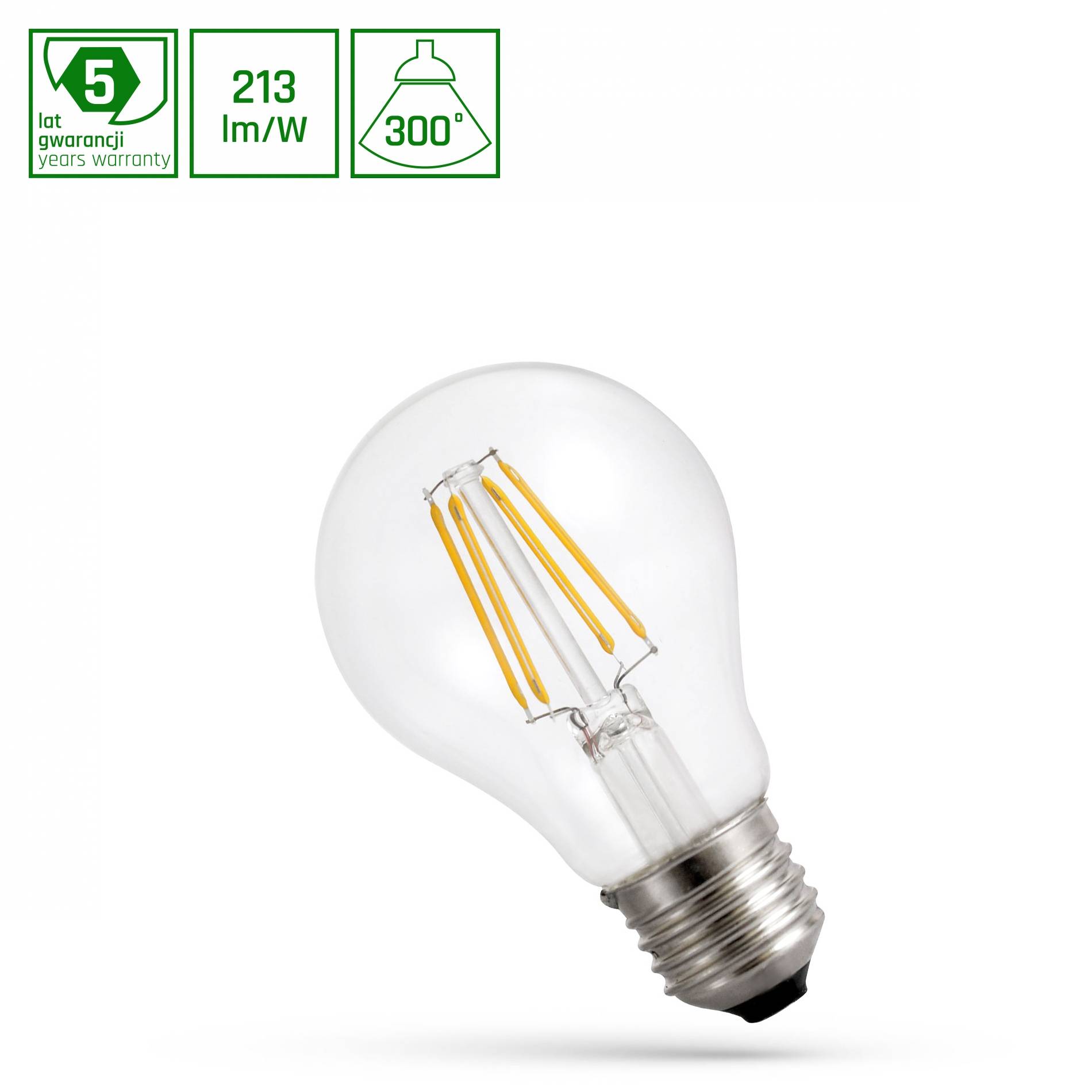 Spectrum LED E27 A60 Birne 6,8W = 94W Filament Klar 1450lm 300° ULTRA EFFIZIENT 230V Warmweiß 3000K