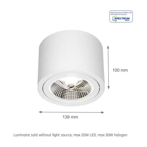 Spectrum LED Chloe AR111 GU10 schwenkbar weiß Deckenleuchte IP20 max. 50W rund Spectrum LED Chloe AR111 GU10 schwenkbar weiß Deckenleuchte IP20 max. 50W rund