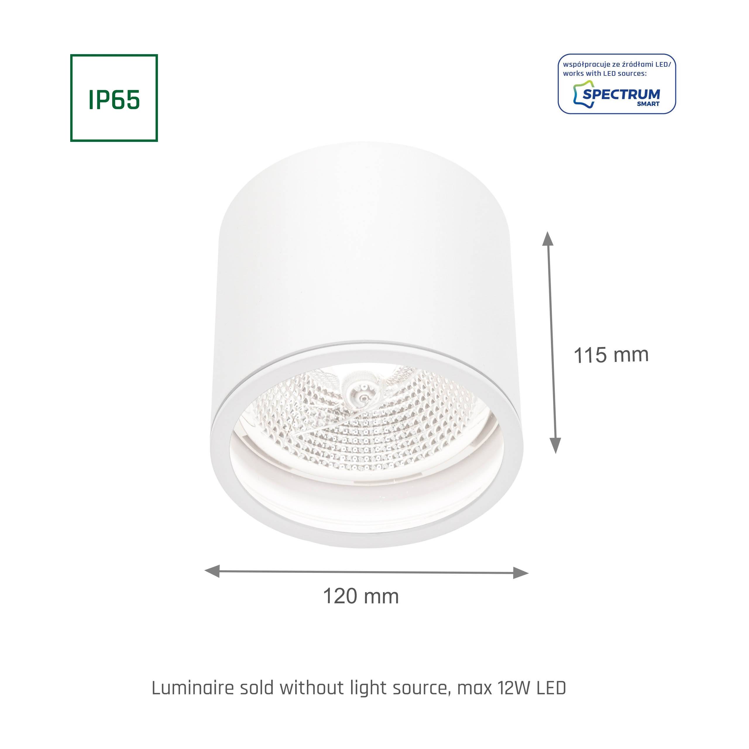 Spectrum LED Chloe AR111 GU10 Außenleuchte weiß Deckenleuchte IP65 max.12W rund