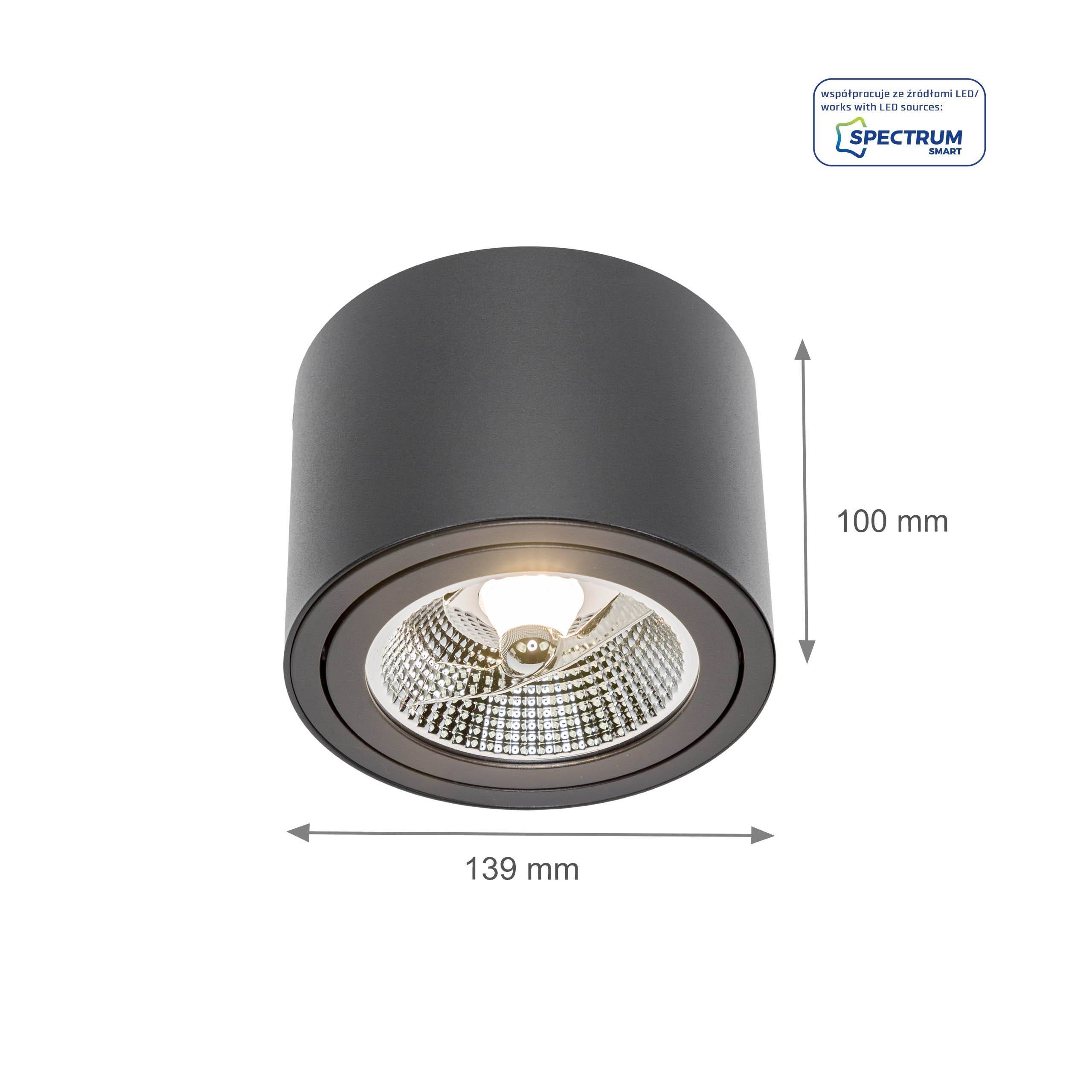 Spectrum LED Chloe AR111 GU10 Aufbauleuchte schwenkbar schwarz Deckenleuchte IP20 max. 35W