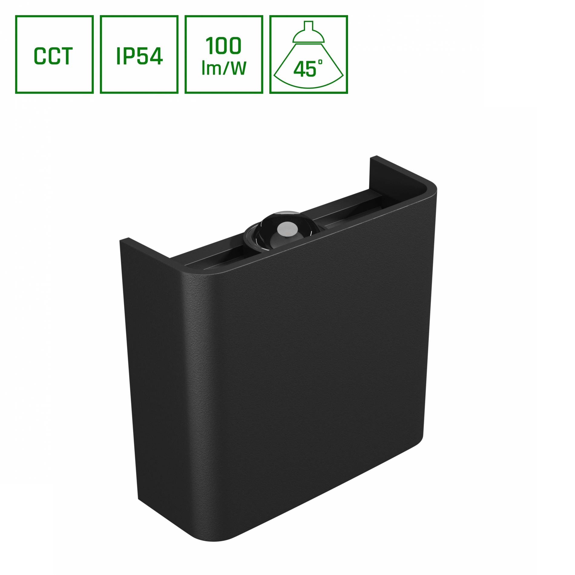 Spectrum LED Wandleuchte Lunarix Kinkiet 2W 200lm Außenleuchte IP54 schwarz CCT 2700-6500K