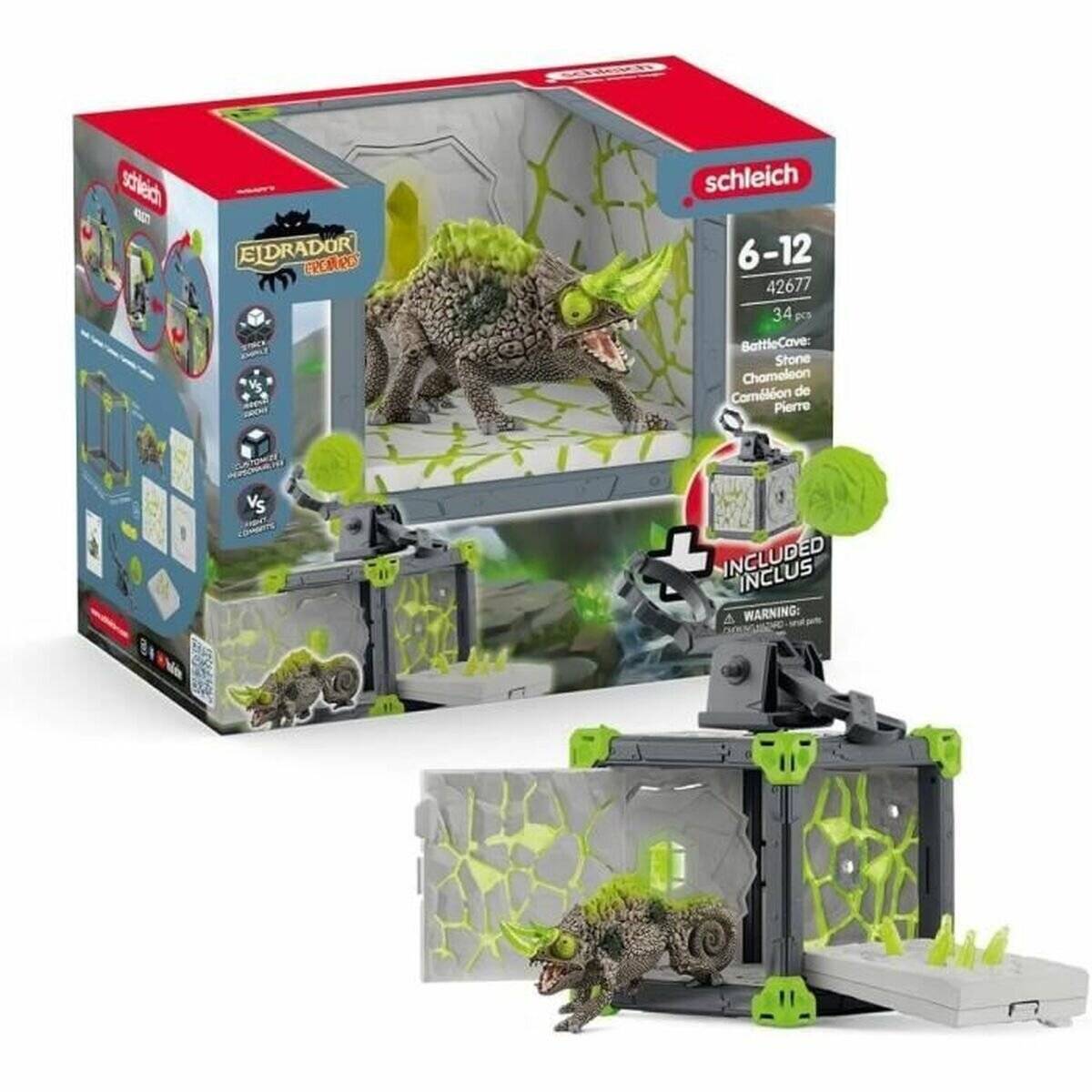 Schleich Eldrador Creatures Spielset-Box und zusammengestellte reptilienthematische Arena mit einer Monsterfigur und Starterzubehör, Alter 6-12.