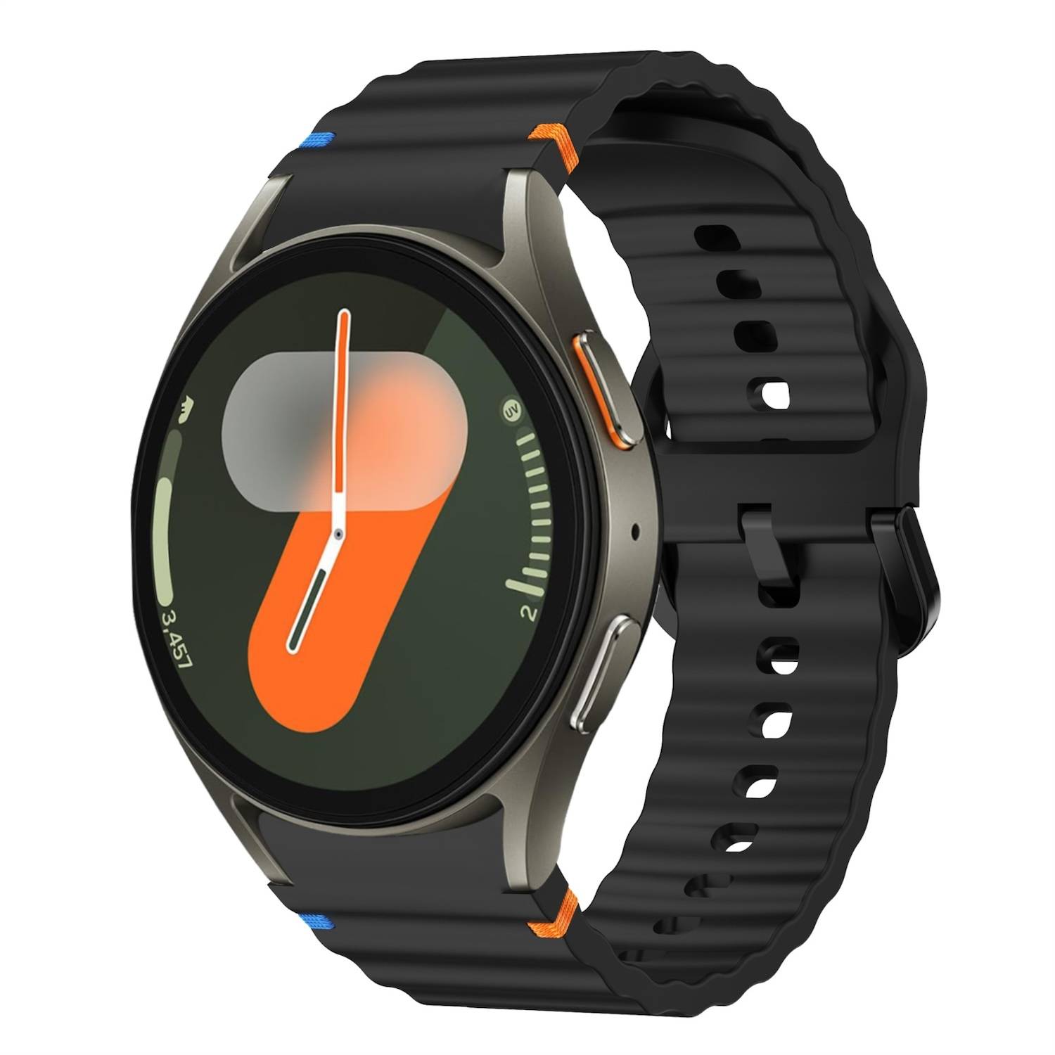 Für Samsung Galaxy Watch 7 44 / 40mm Silikon Design Arm Band Schwarz