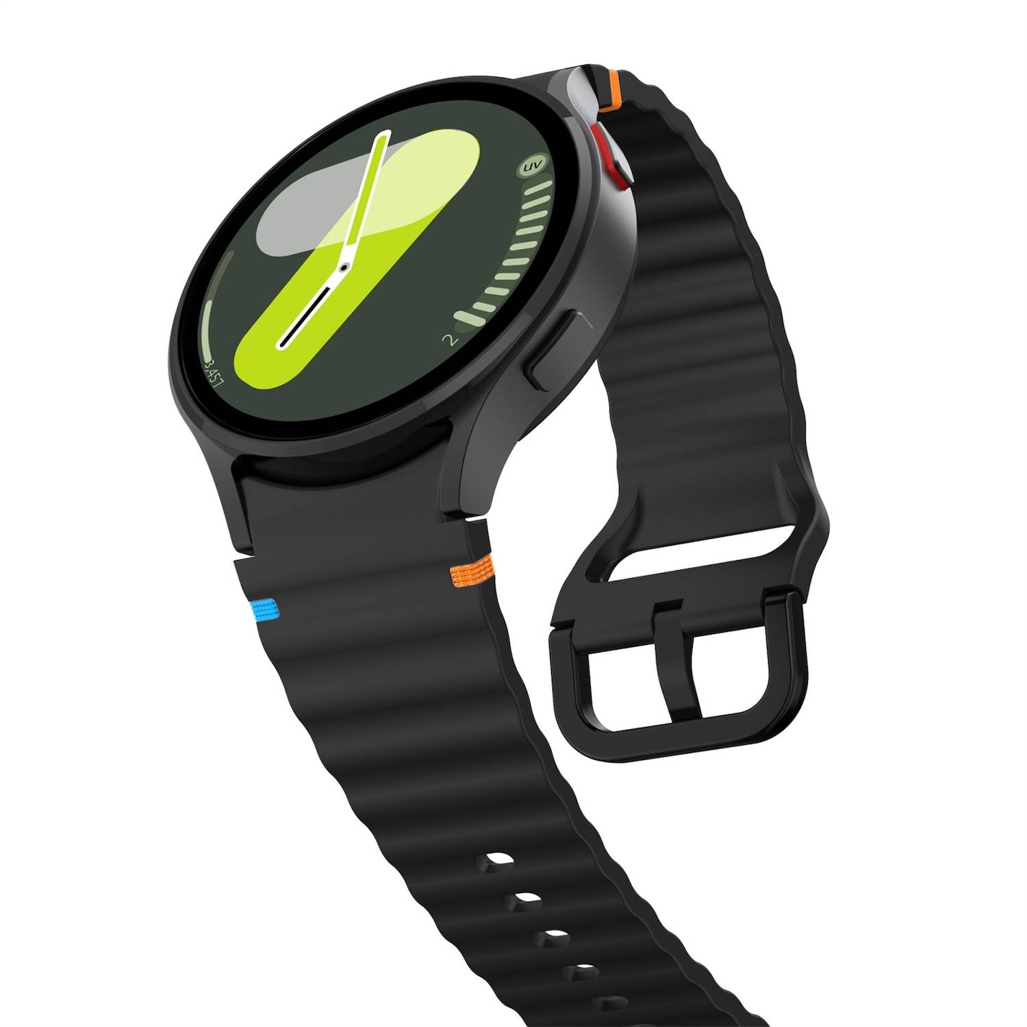 Für Samsung Galaxy Watch 7 44 / 40mm Silikon Design Arm Band Schwarz