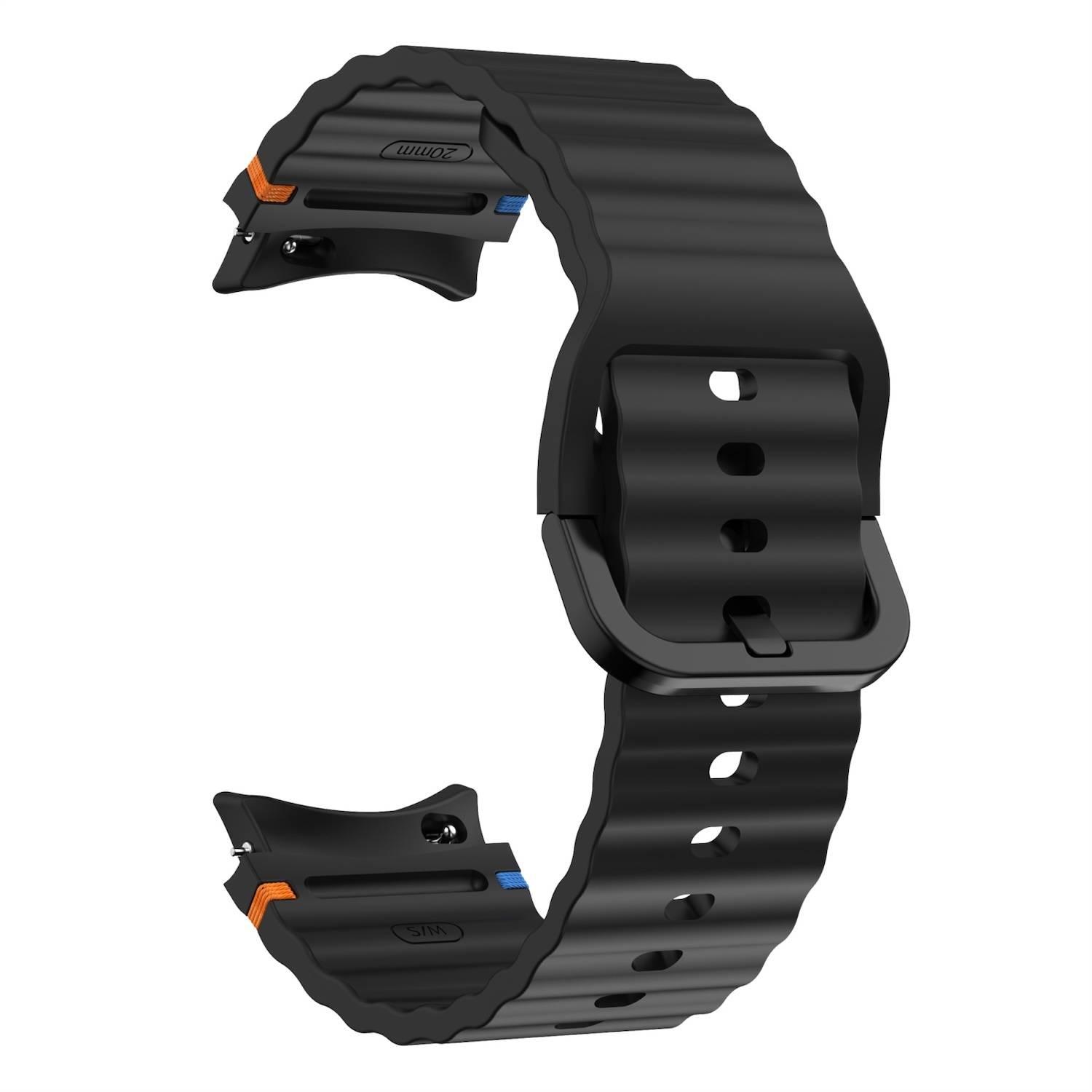 Für Samsung Galaxy Watch 7 44 / 40mm Silikon Design Arm Band Schwarz