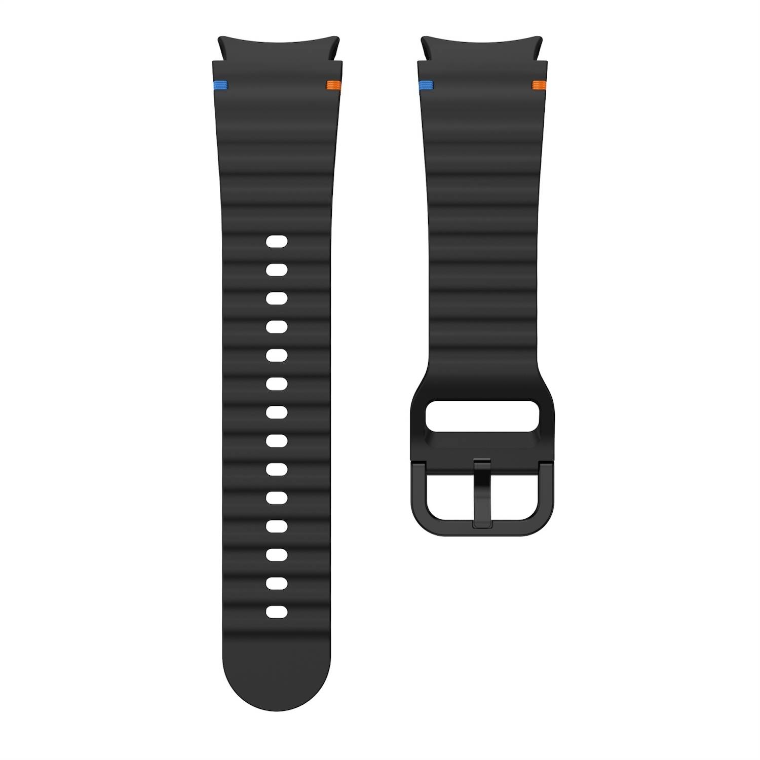 Für Samsung Galaxy Watch 7 44 / 40mm Silikon Design Arm Band Schwarz