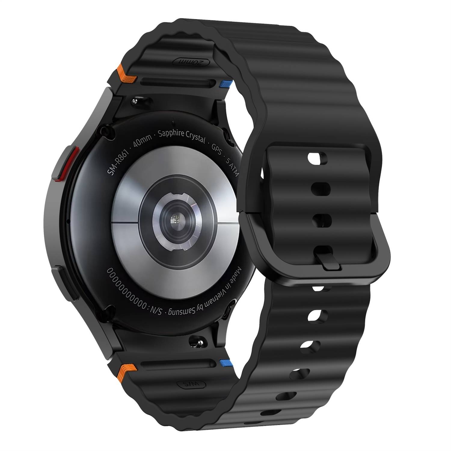 Für Samsung Galaxy Watch 7 44 / 40mm Silikon Design Arm Band Schwarz