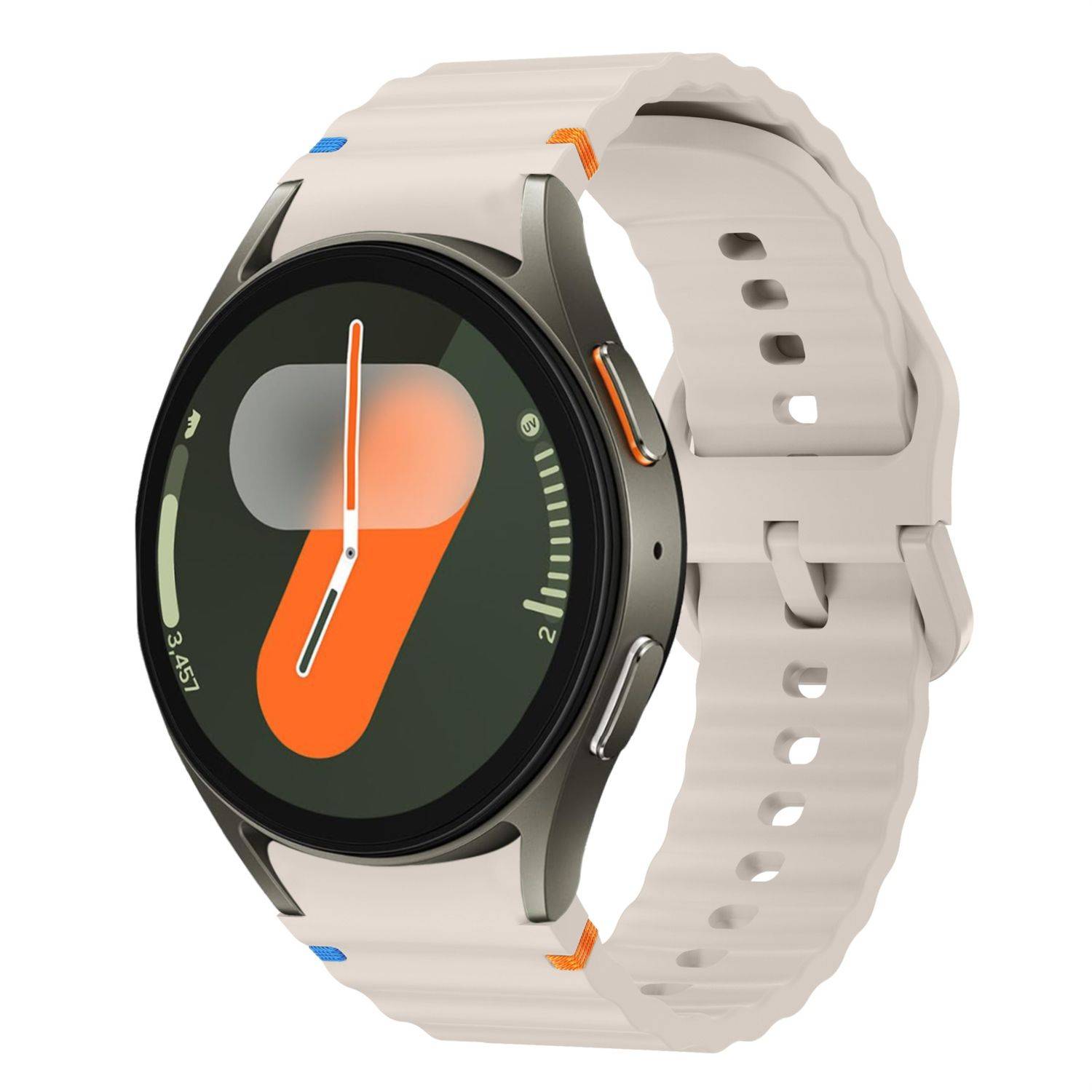 Für Samsung Galaxy Watch 7 44 / 40mm Silikon Wellen Design Band Beige